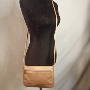 Vtg Y2K FOSSIL 1954 Small Zipper Envelope Bag Gold Pebbled Leather Crossbody